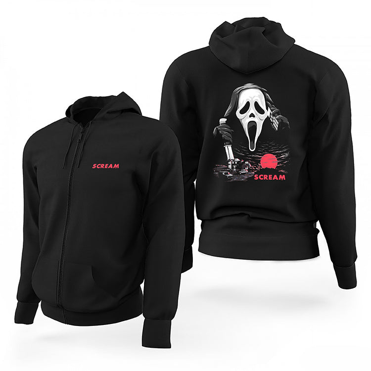 Scream Town Siyah Fermuarlı Limited Edition Kapşonlu Sweatshirt