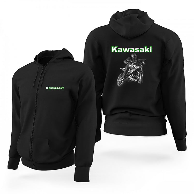 Kawasaki Acro Siyah Fermuarlı Limited Edition Kapşonlu Sweatshirt