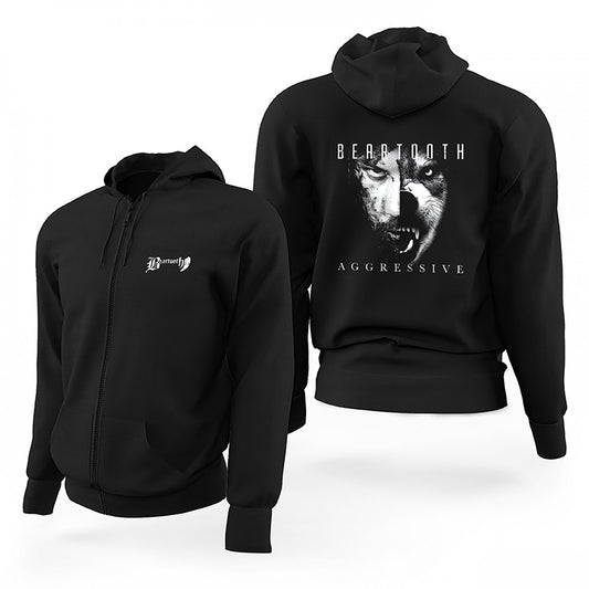 Beartooth Aggressive Album Siyah Fermuarlı Limited Edition Kapşonlu Sweatshirt