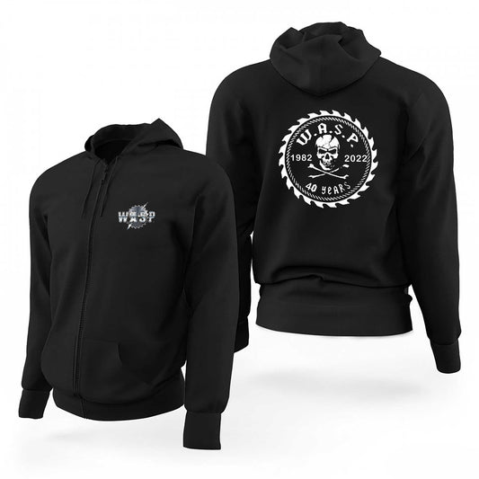 WASP 40 Years Siyah Fermuarlı Limited Edition Kapşonlu Sweatshirt