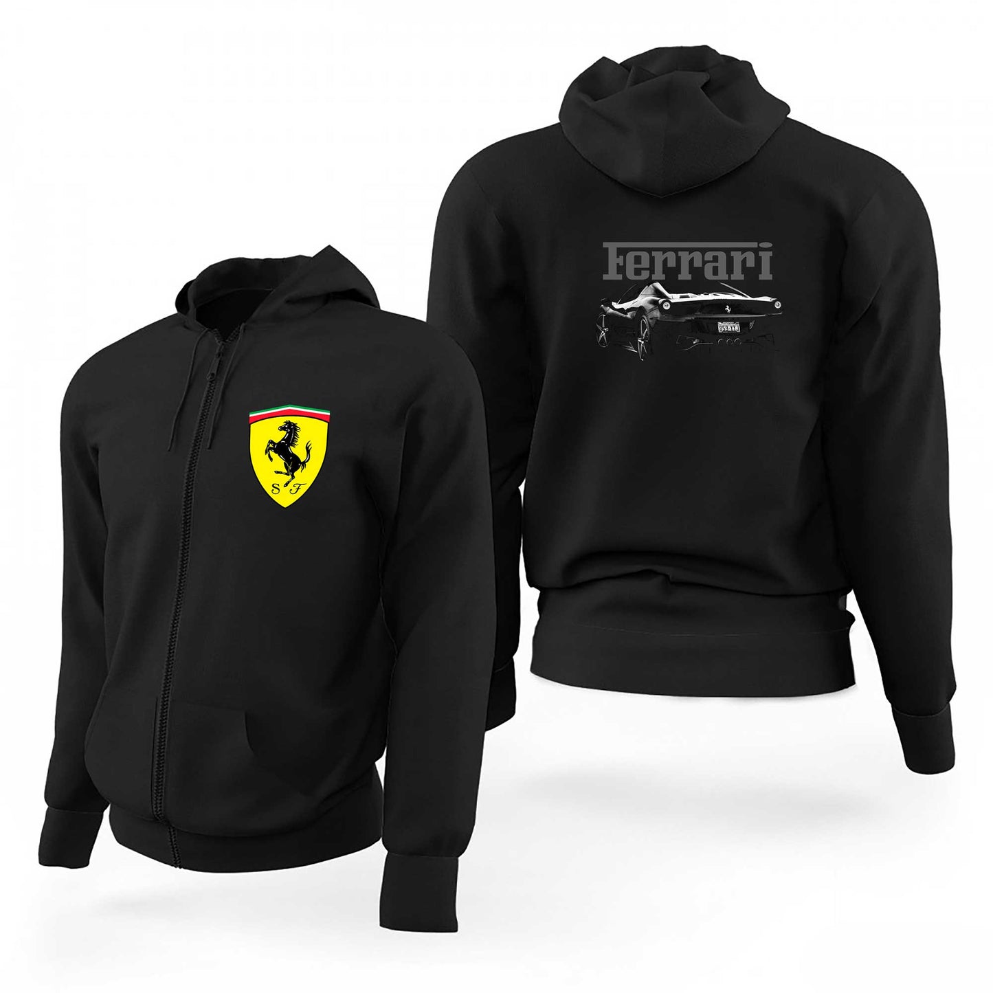 Ferrari Ghost Siyah Fermuarlı Limited Edition Kapşonlu Sweatshirt