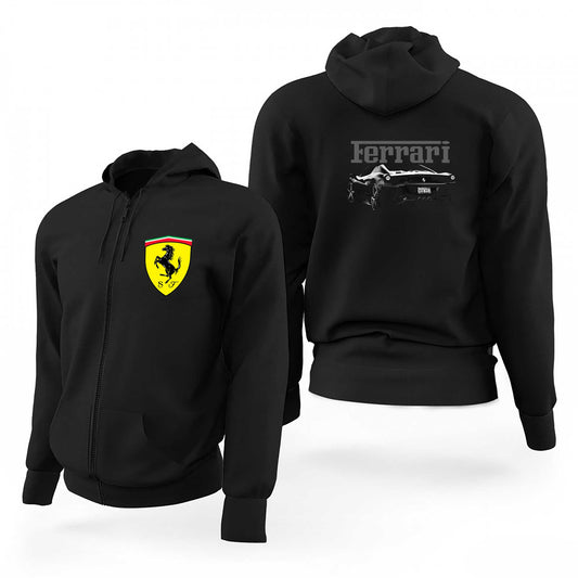 Ferrari Ghost Siyah Fermuarlı Limited Edition Kapşonlu Sweatshirt