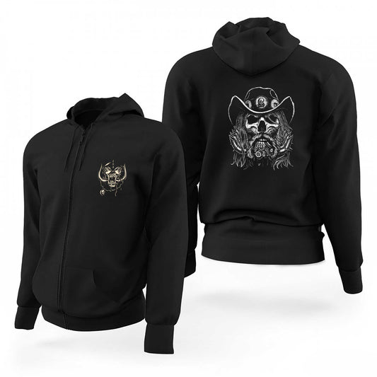 Motörhead Lemmy Kilmister Skull Portre Siyah Fermuarlı Limited Edition Kapşonlu Sweatshirt