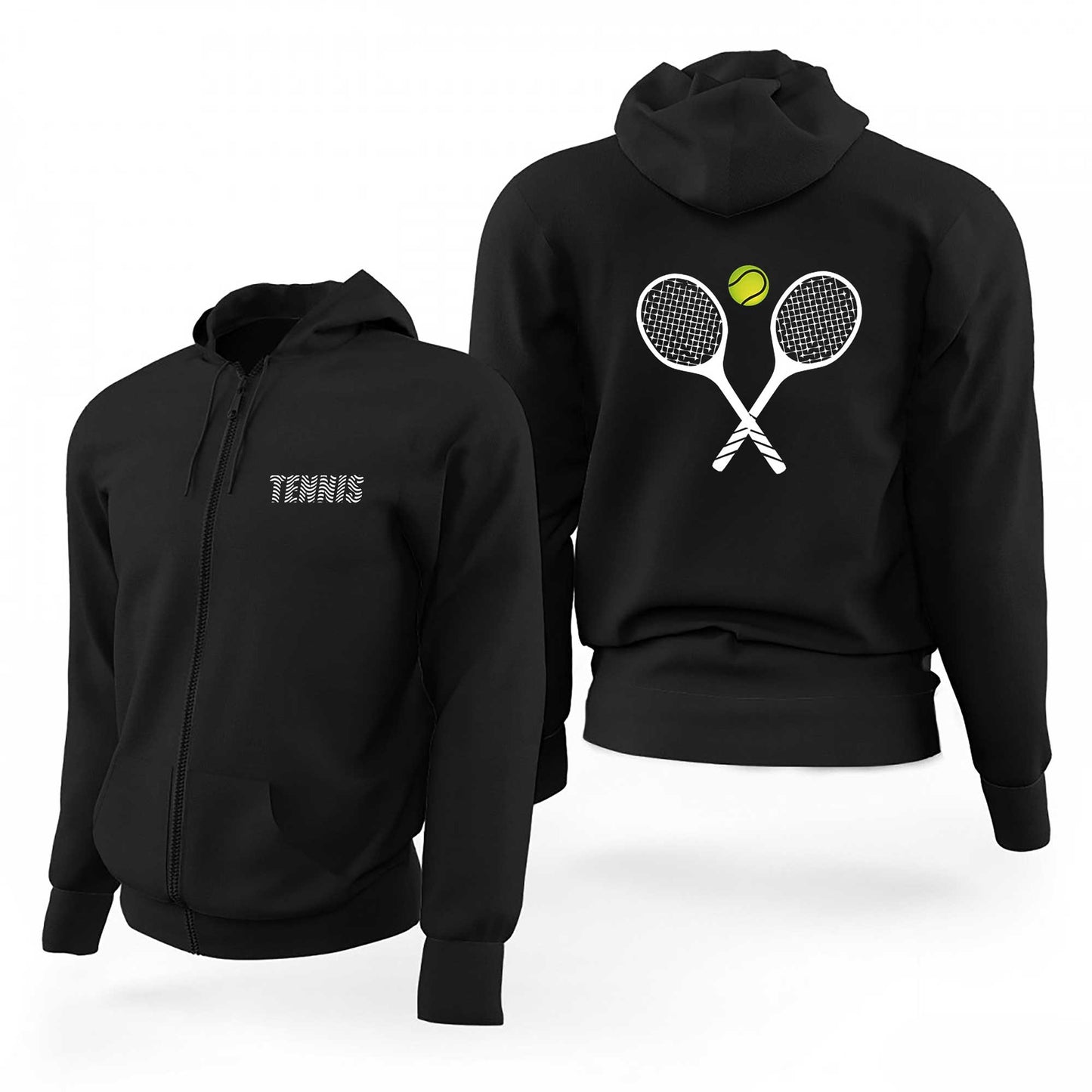 Tennis Rackets Siyah Fermuarlı Limited Edition Kapşonlu Sweatshirt