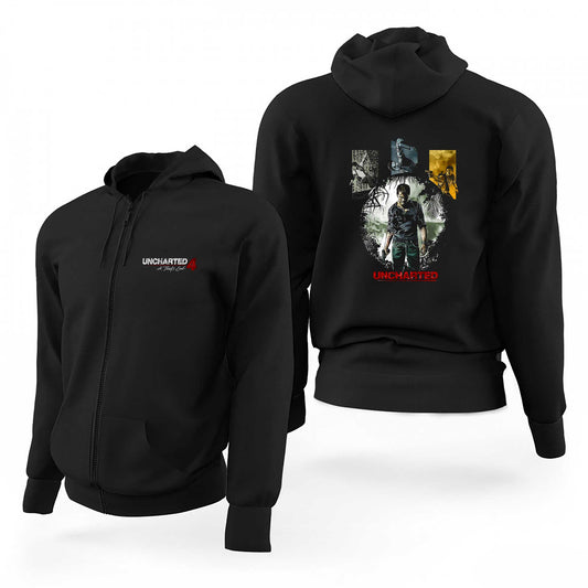 Uncharted 4 Character Siyah Fermuarlı Limited Edition Kapşonlu Sweatshirt