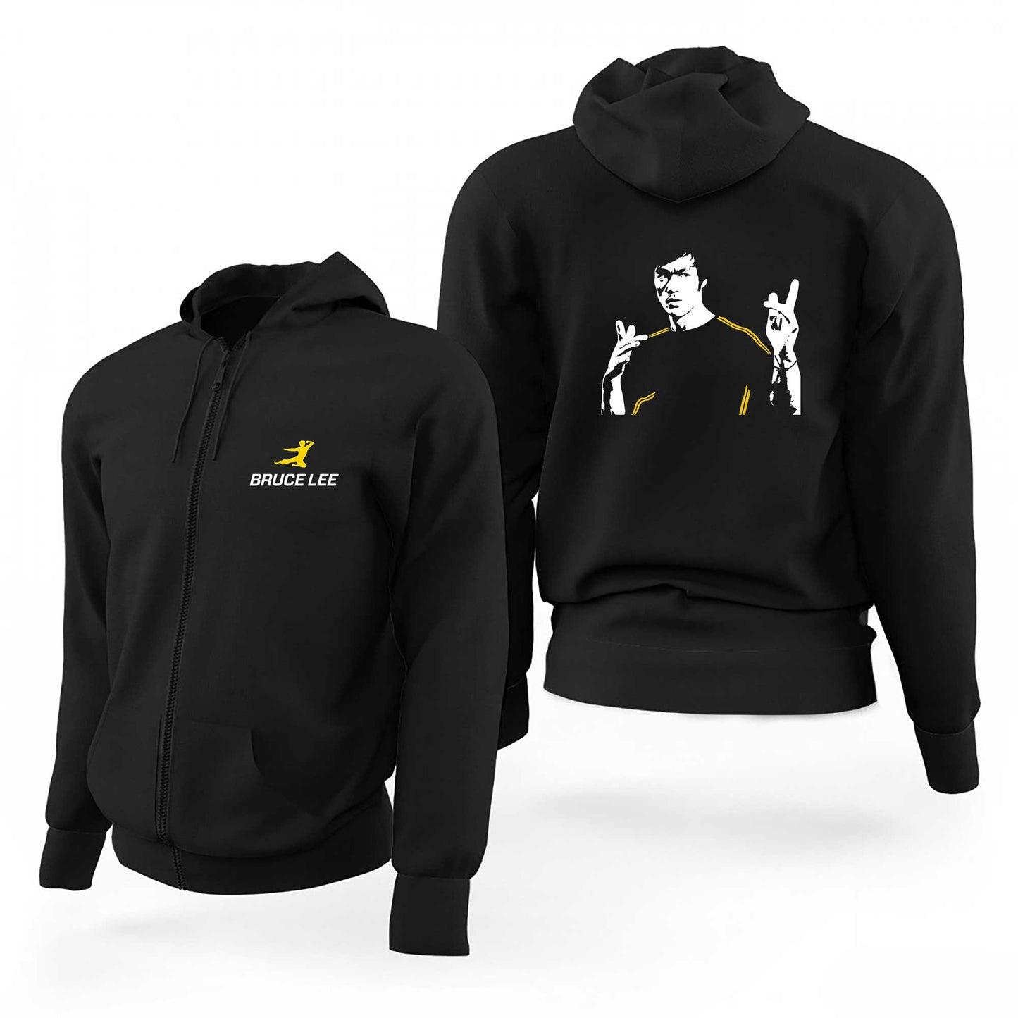 Bruce Lee Figure Siyah Fermuarlı Limited Edition Kapşonlu Sweatshirt