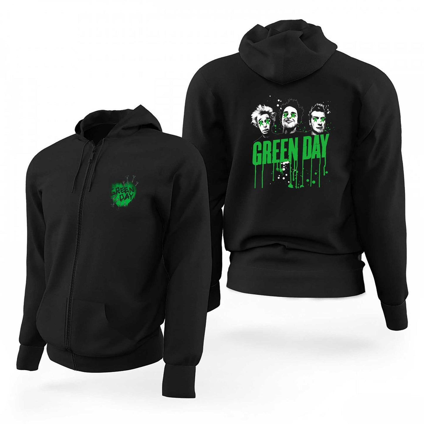 Green Day Green Hearth Siyah Fermuarlı Limited Edition Kapşonlu Sweatshirt