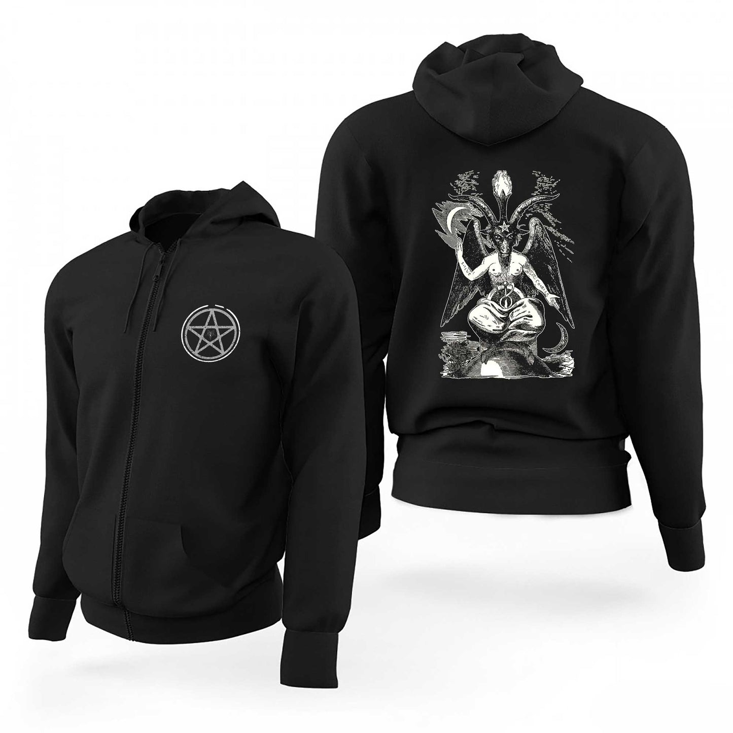 Baphomet Cliphas Levi Del Siyah Fermuarlı Limited Edition Kapşonlu Sweatshirt