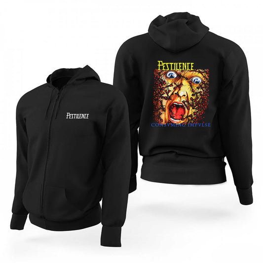 Pestilence Consuming İmpulse Siyah Fermuarlı Limited Edition Kapşonlu Sweatshirt