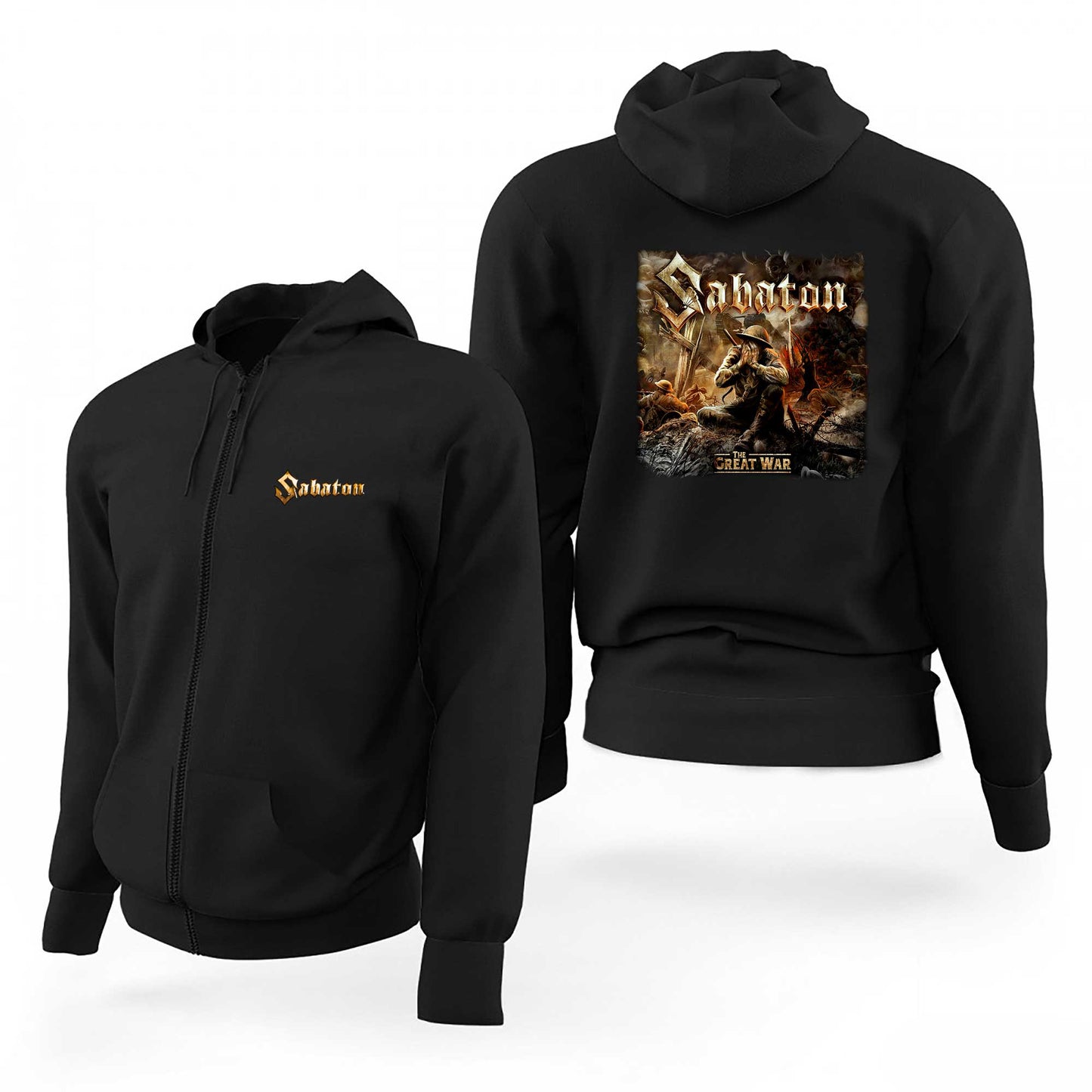 Sabaton The Great War Siyah Fermuarlı Limited Edition Kapşonlu Sweatshirt