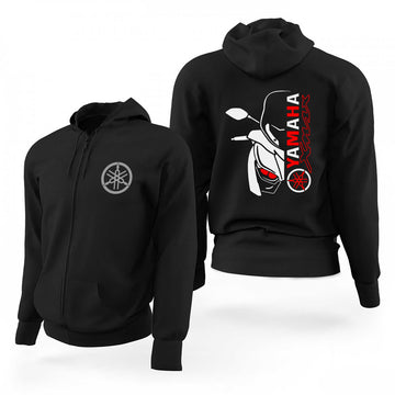 İndirimli Yamaha Xmax Face Siyah Fermuarlı Limited Edition Kapşonlu Sweatshirt