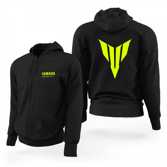 İndirimli Yamaha Neon Logo Siyah Fermuarlı Limited Edition Kapşonlu Sweatshirt