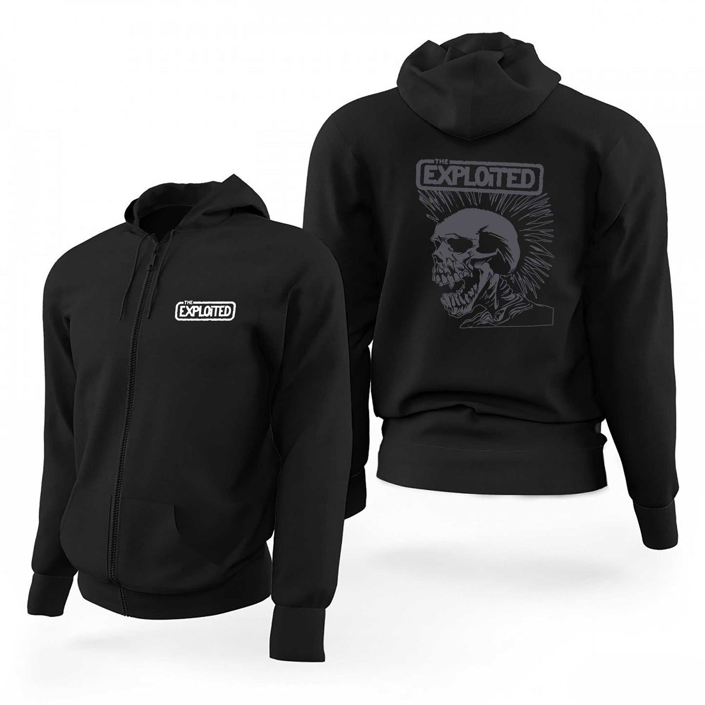 The Exploited Skull Siyah Fermuarlı Limited Edition Kapşonlu Sweatshirt