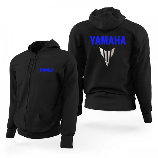 Yamaha MT07 Logo Blue Siyah Fermuarlı Limited Edition Kapşonlu Sweatshirt