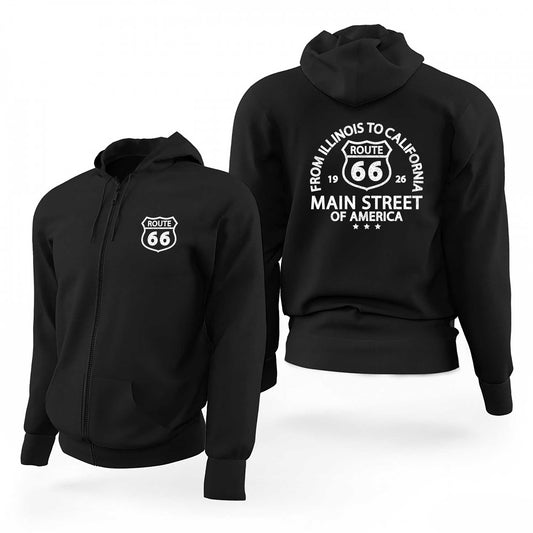Route66 Main Siyah Fermuarlı Limited Edition Kapşonlu Sweatshirt