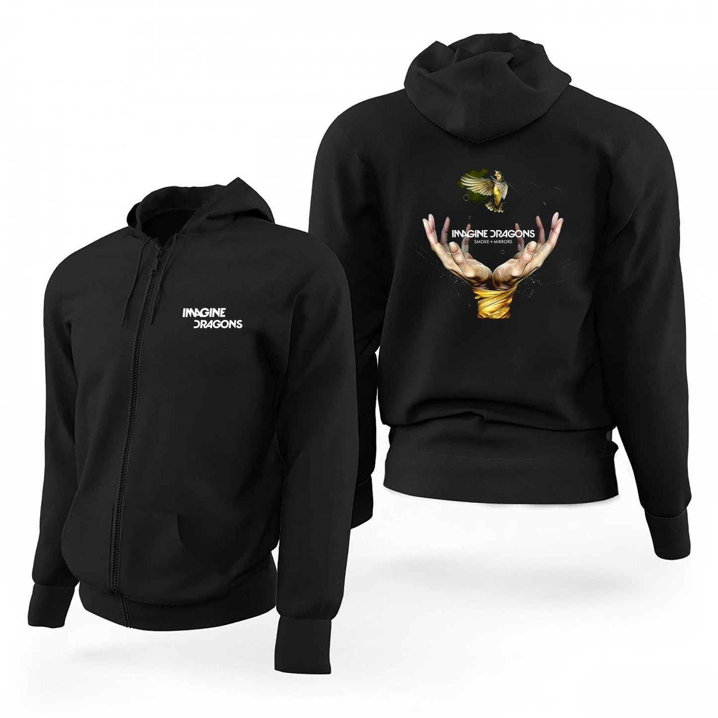 Imagine Dragons Smoke Mirrors Siyah Fermuarlı Limited Edition Kapşonlu Sweatshirt