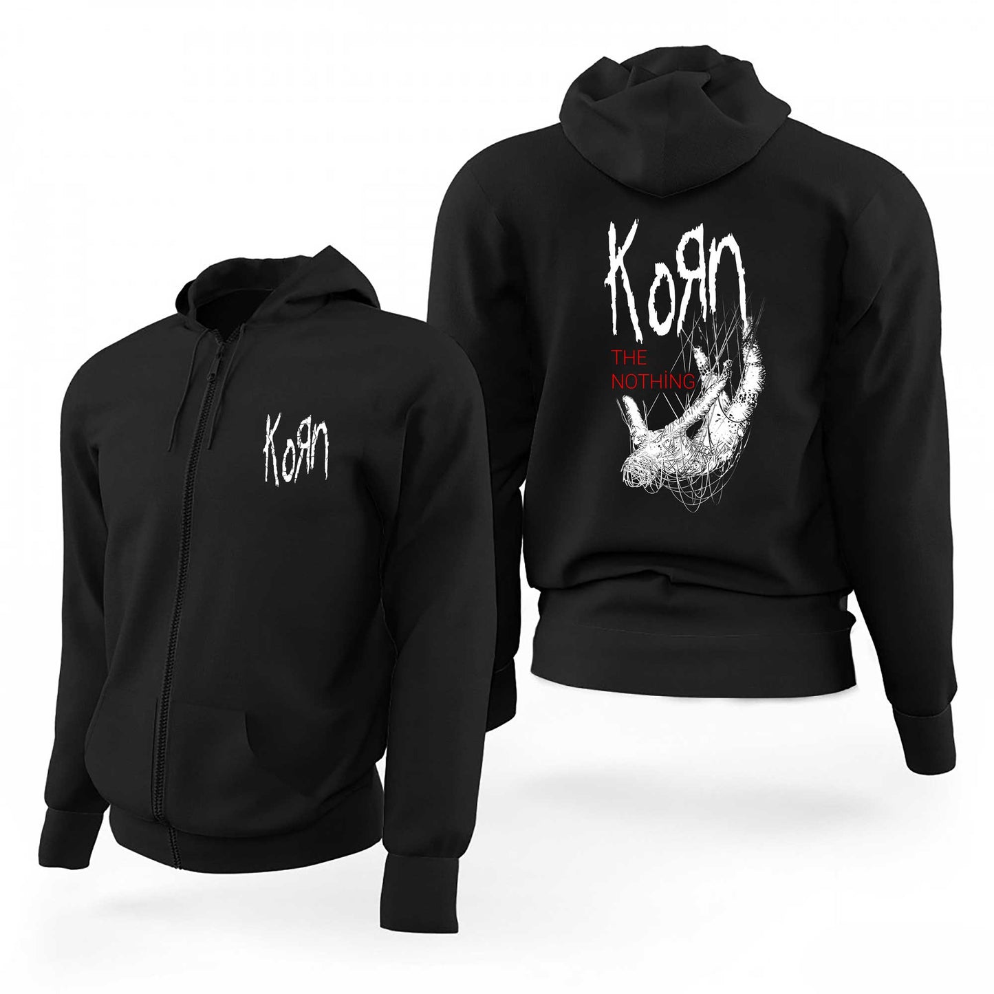 Korn The Nothing Siyah Siyah Fermuarlı Limited Edition Kapşonlu Sweatshirt