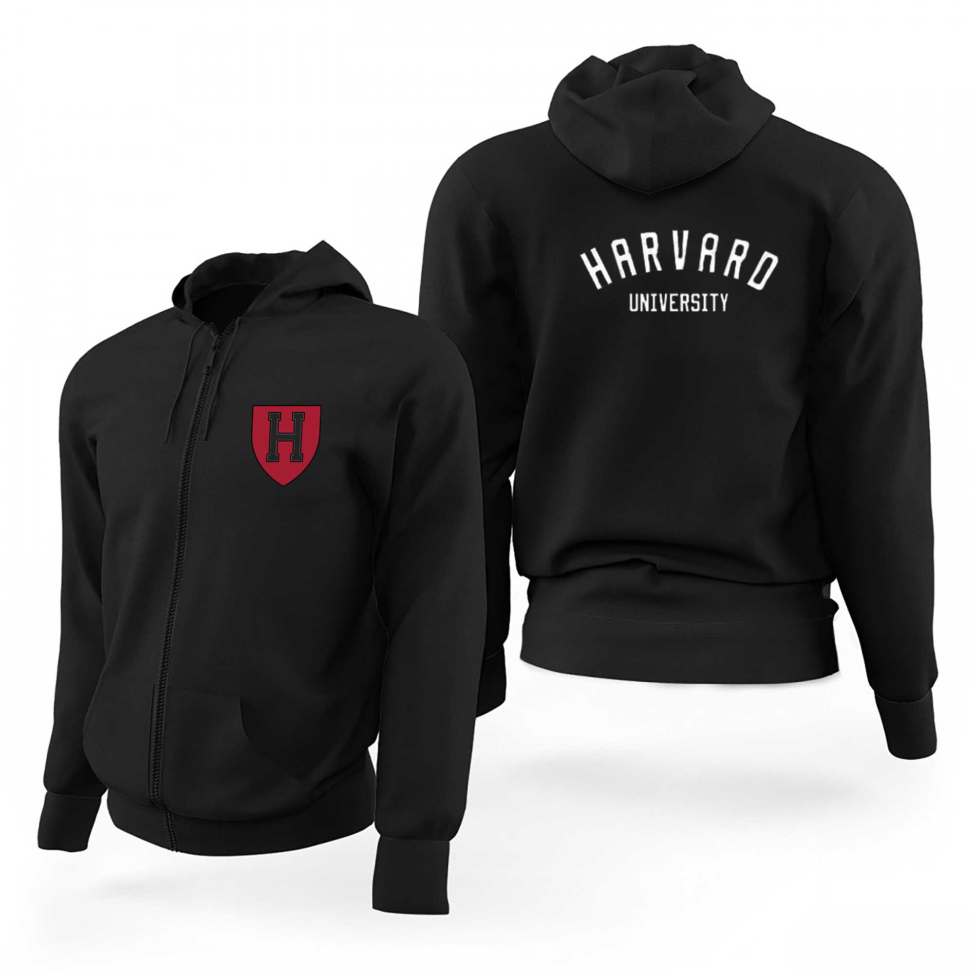 Harvard University Siyah Fermuarlı Limited Edition Kapşonlu Sweatshirt