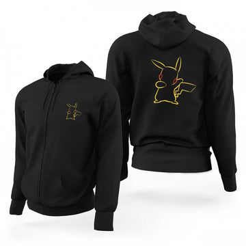 Pikachu Mask Siyah Fermuarlı Limited Edition Kapşonlu Sweatshirt