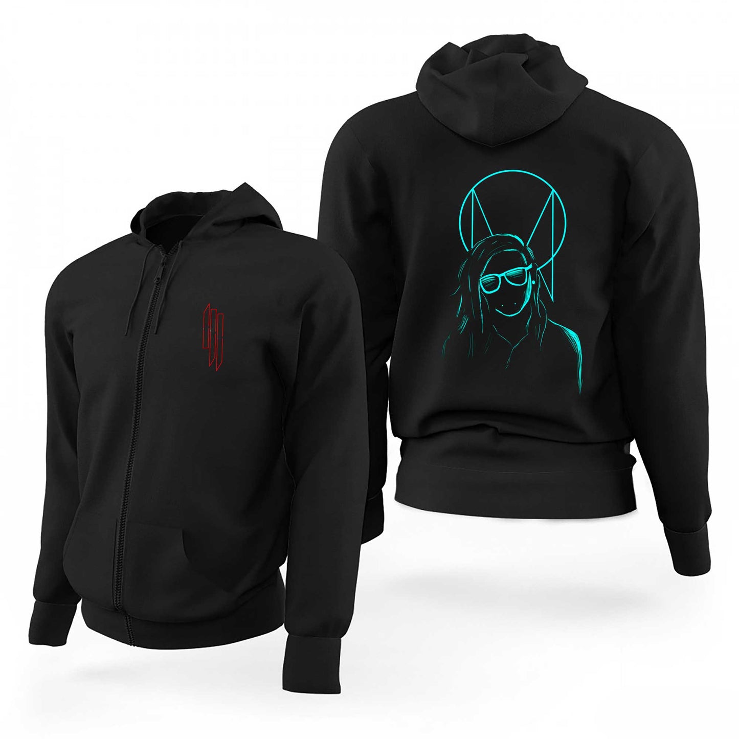 Skrillex Silliuette Siyah Fermuarlı Limited Edition Kapşonlu Sweatshirt