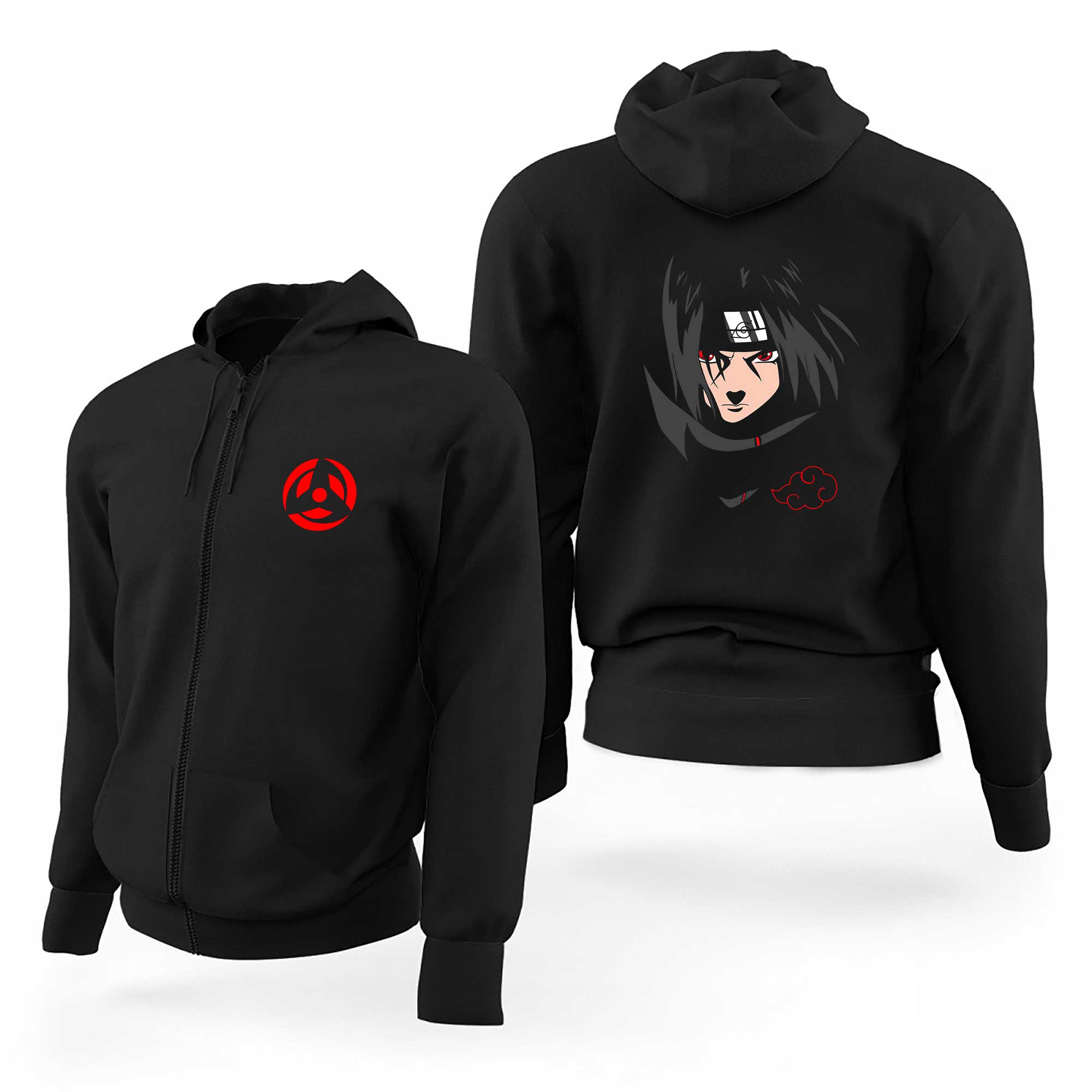 Naruto Uchiha İtachi Siyah Fermuarlı Limited Edition Kapşonlu Sweatshirt