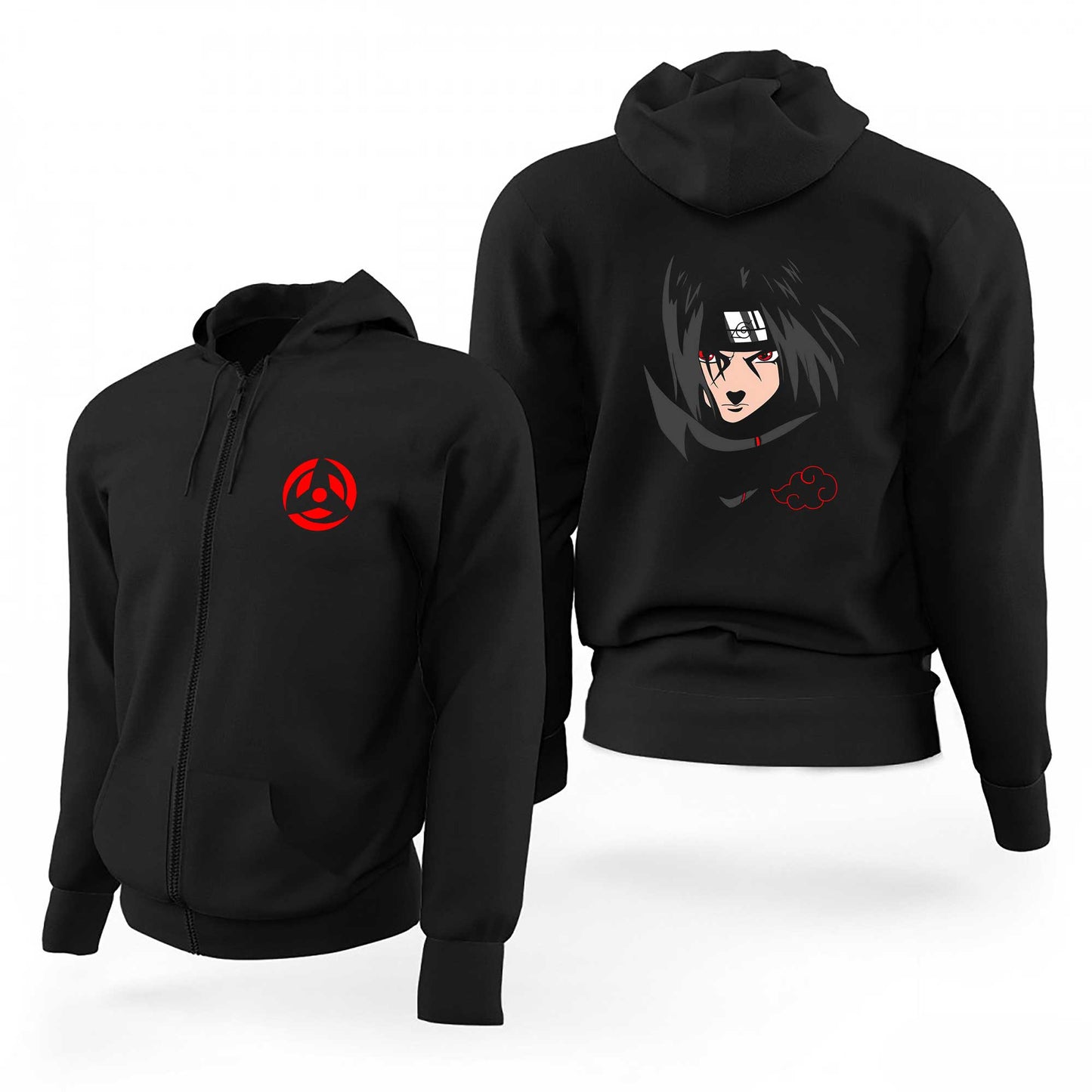 Naruto Uchiha İtachi Siyah Fermuarlı Limited Edition Kapşonlu Sweatshirt