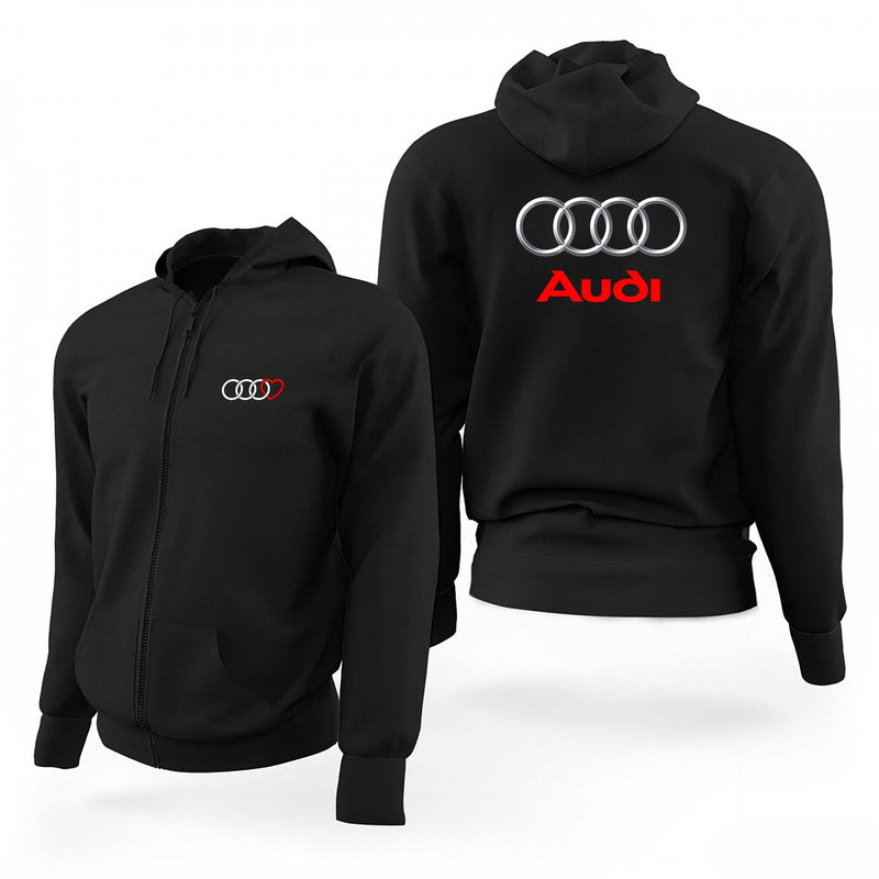 Audi Logo Siyah Fermuarlı Limited Edition Kapşonlu Sweatshirt