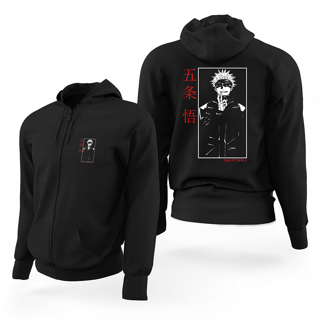 Satoru Jujutsu Kaisen Siyah Fermuarlı Limited Edition Kapşonlu Sweatshirt