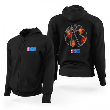 NBA Galaxy Siyah Fermuarlı Limited Edition Kapşonlu Sweatshirt