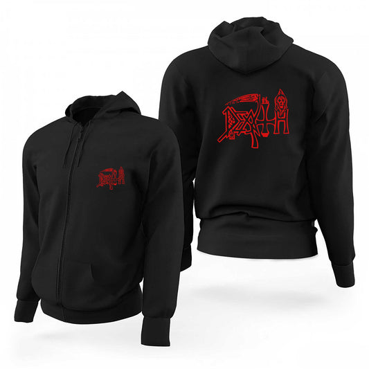 Death Logo Siyah Fermuarlı Limited Edition Kapşonlu Sweatshirt