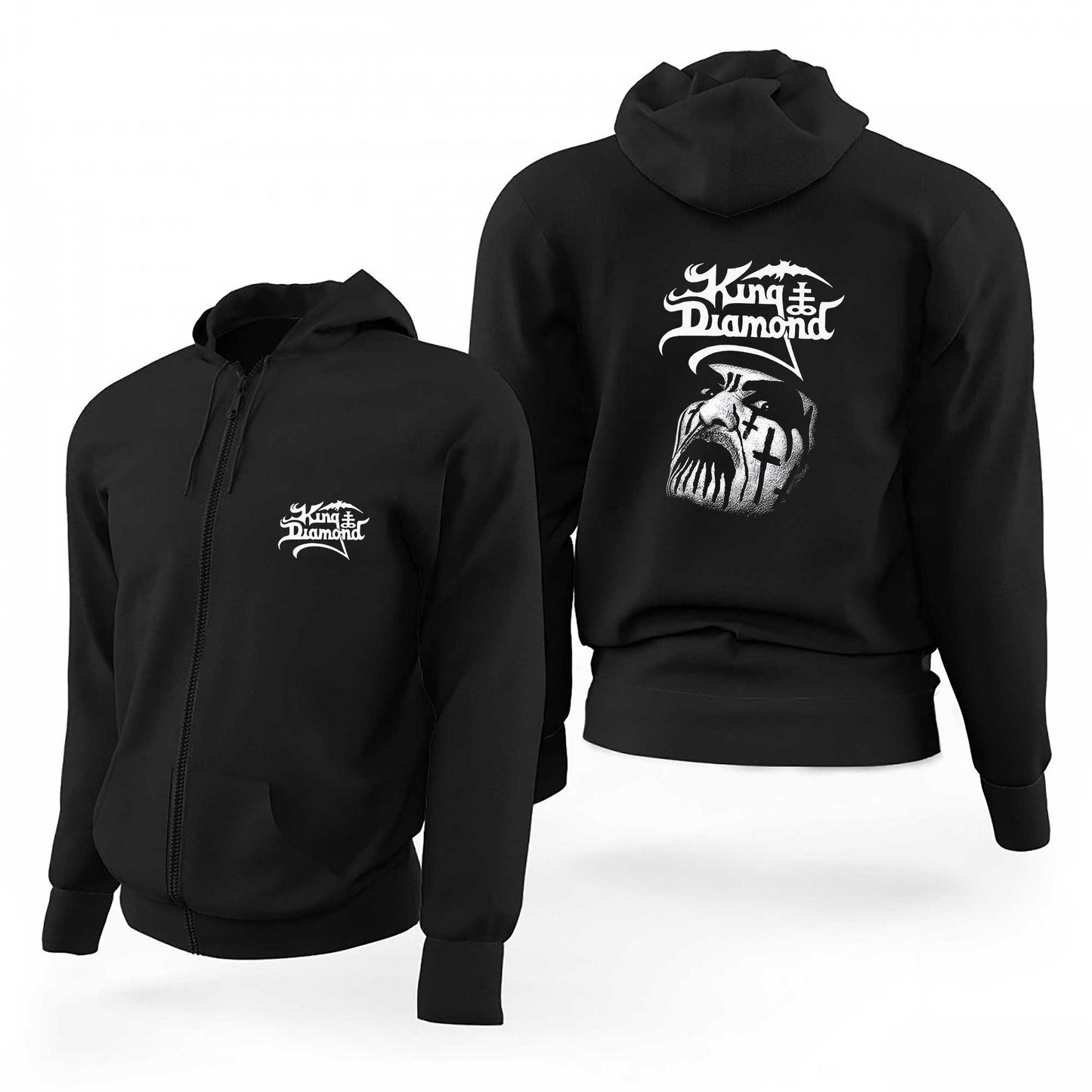King Diamond Silüet Siyah Fermuarlı Limited Edition Kapşonlu Sweatshirt