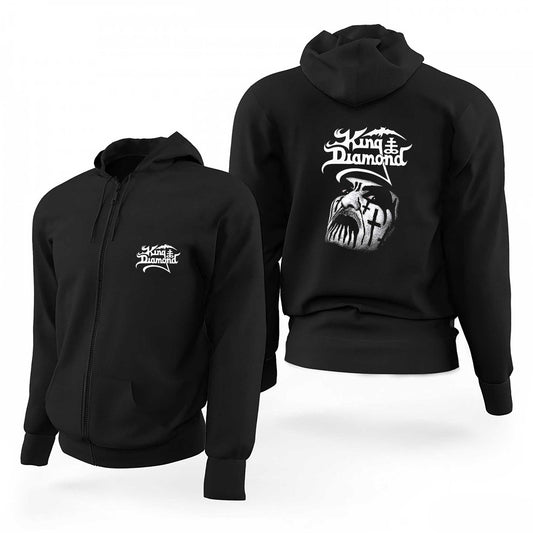 King Diamond Silüet Siyah Fermuarlı Limited Edition Kapşonlu Sweatshirt