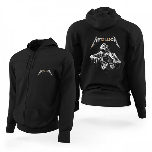 Metallica Mummy Siyah Fermuarlı Limited Edition Kapşonlu Sweatshirt