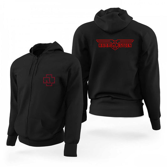 Ramstein Eagle Siyah Fermuarlı Limited Edition Kapşonlu Sweatshirt