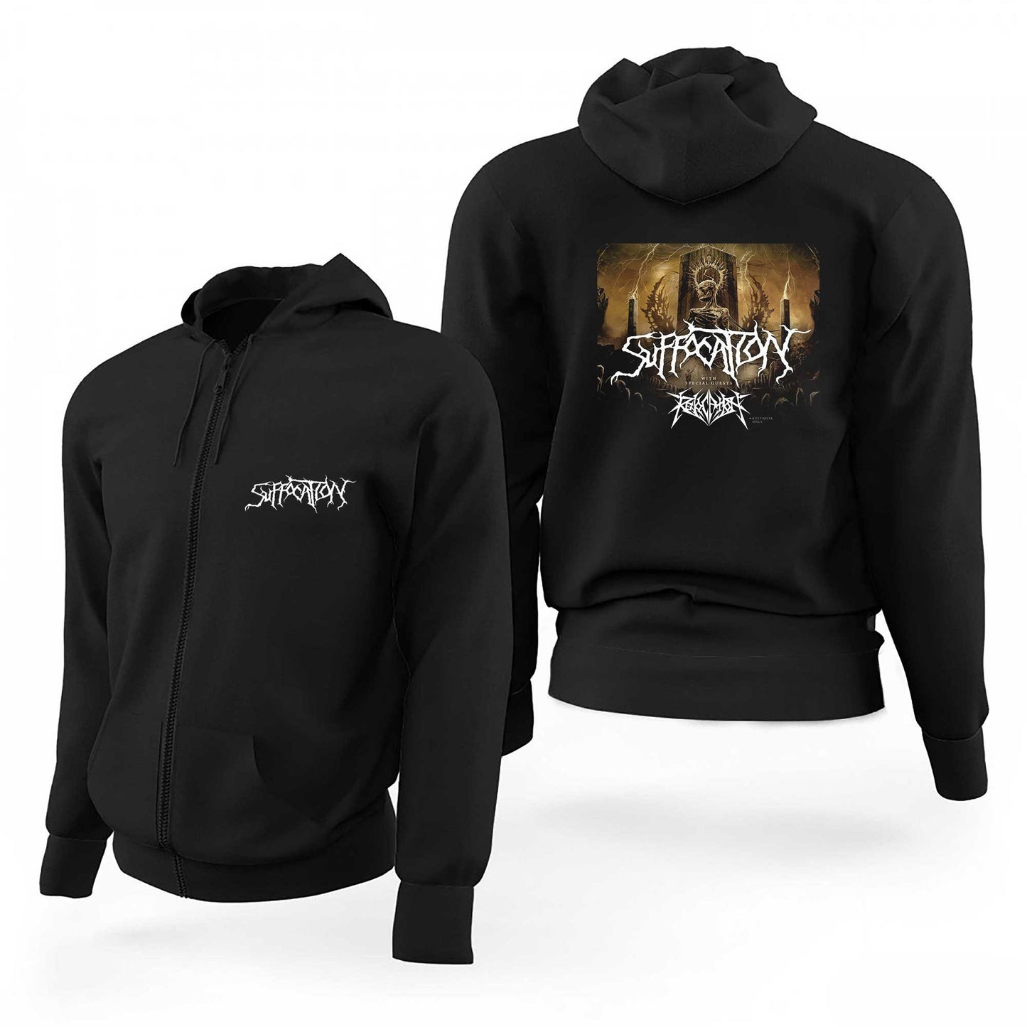 Suffocation With Special Guets Siyah Fermuarlı Limited Edition Kapşonlu Sweatshirt