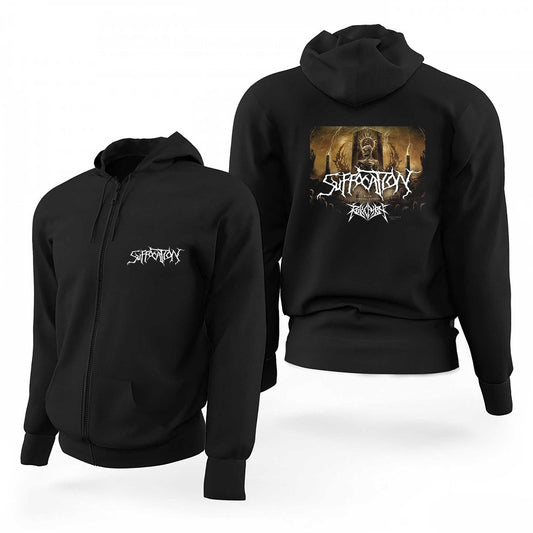Suffocation With Special Guets Siyah Fermuarlı Limited Edition Kapşonlu Sweatshirt