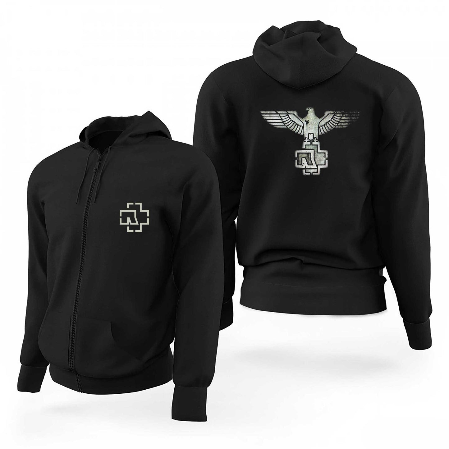 Rammstein Eagle Siyah Fermuarlı Limited Edition Kapşonlu Sweatshirt