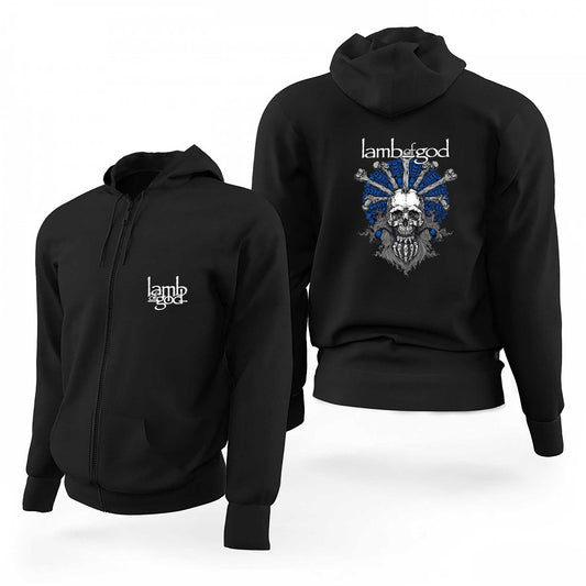 İndirimli Lamb Of God Bearded Skull Siyah Fermuarlı Limited Edition Kapşonlu Sweatshirt