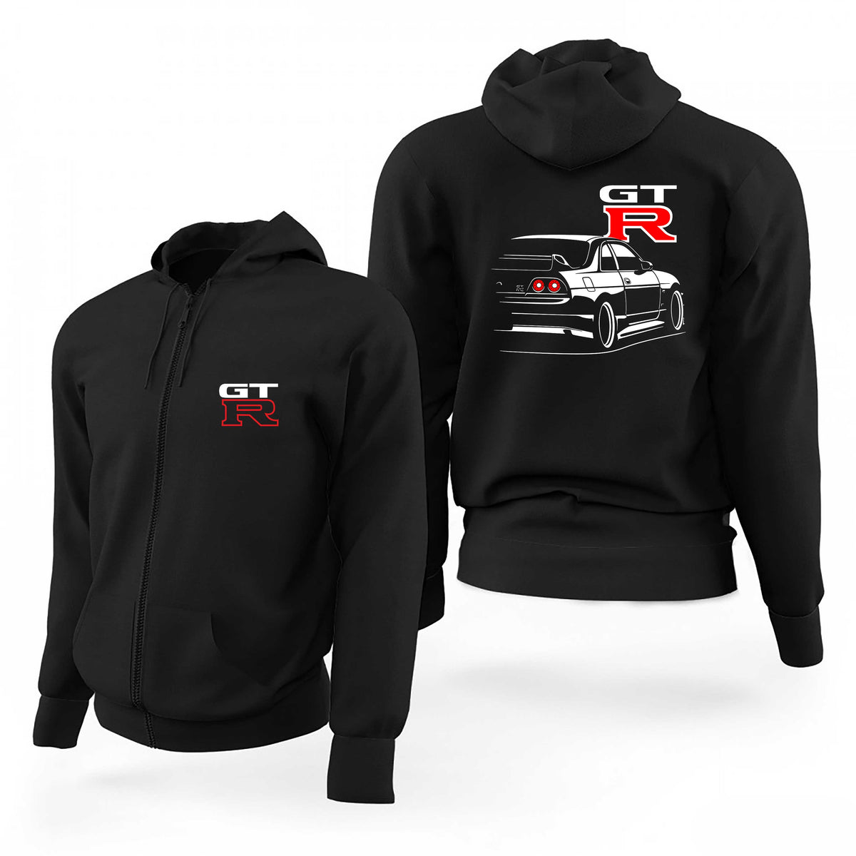 Nissan R33 GT R Logo Siyah Fermuarlı Limited Edition Kapşonlu Sweatshirt