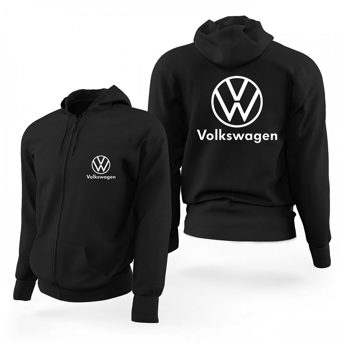 Volkswagen Logo Text Siyah Fermuarlı Limited Edition Kapşonlu Sweatshirt