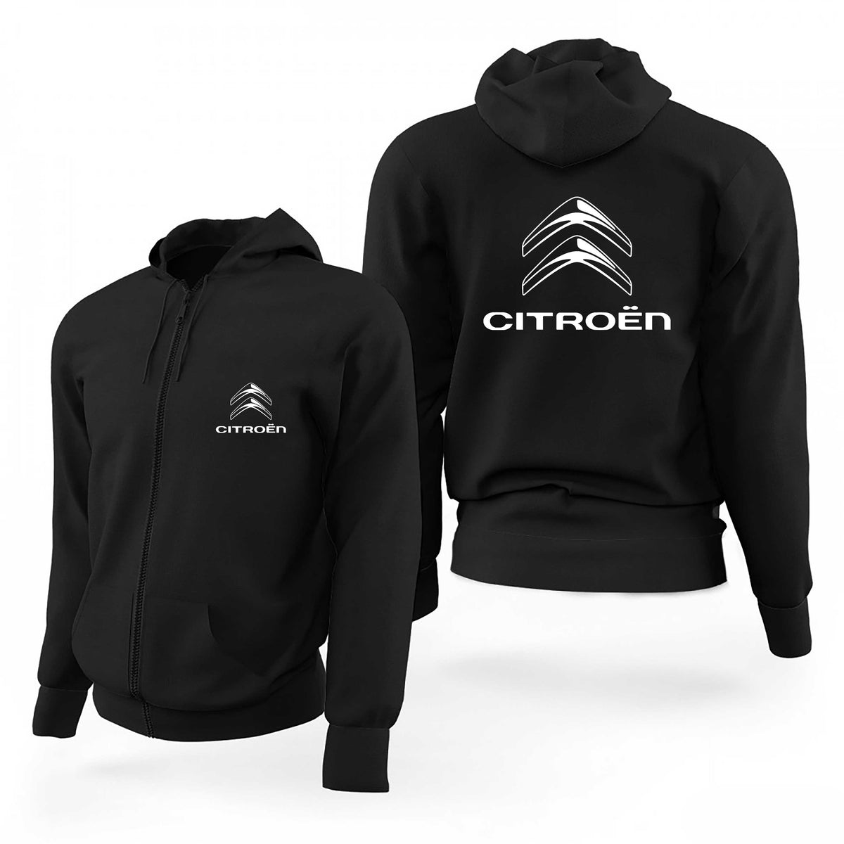 Citroen Logo Text Siyah Fermuarlı Limited Edition Kapşonlu Sweatshirt