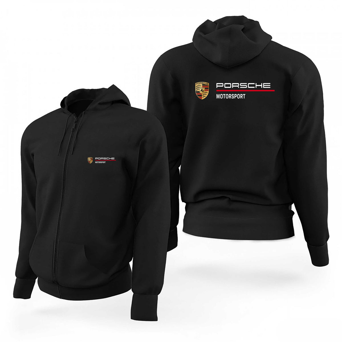 Porsche Motorsport Logo Siyah Fermuarlı Limited Edition Kapşonlu Sweatshirt