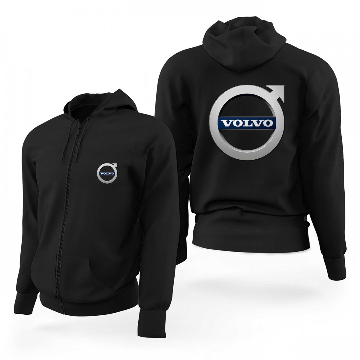 Volvo Logo Siyah Fermuarlı Limited Edition Kapşonlu Sweatshirt