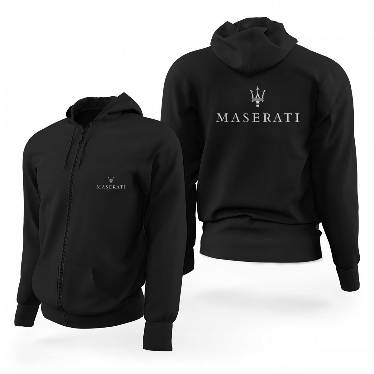 Maserati Logo Text Siyah Fermuarlı Limited Edition Kapşonlu Sweatshirt