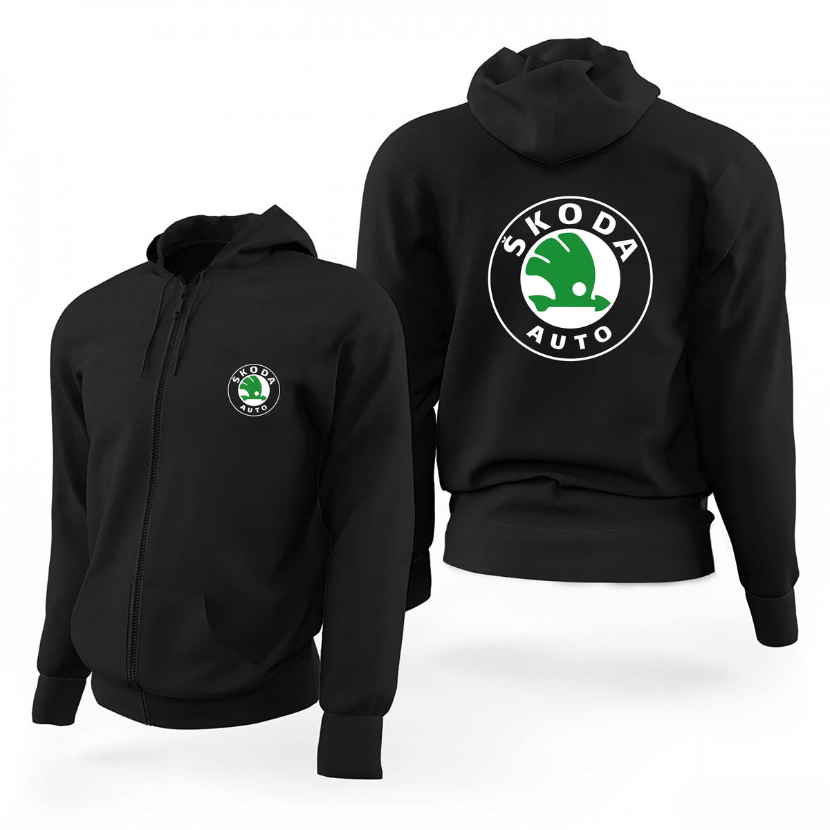 Skoda Auto Logo Siyah Fermuarlı Limited Edition Kapşonlu Sweatshirt