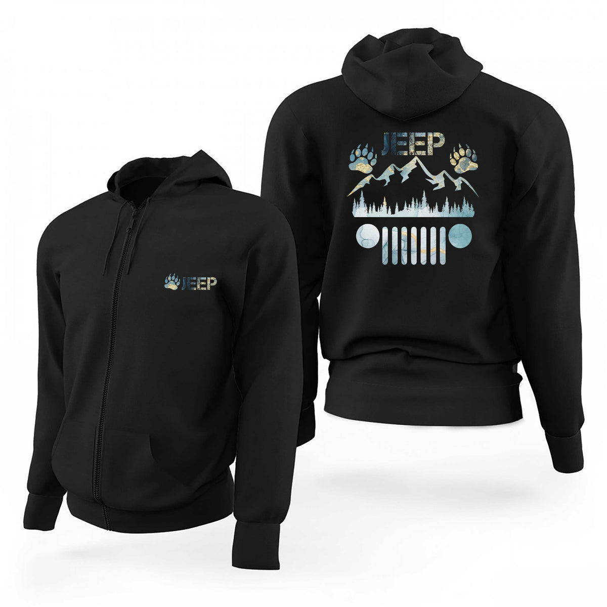Jeep Forest Claw Siyah Fermuarlı Limited Edition Kapşonlu Sweatshirt