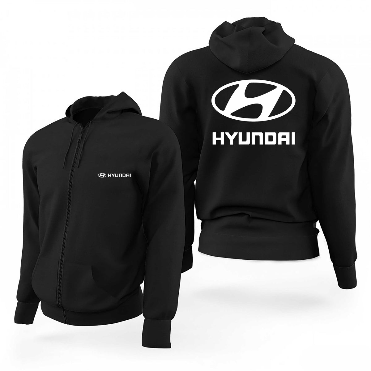 Hyundai Beyaz Logo Siyah Fermuarlı Limited Edition Kapşonlu Sweatshirt