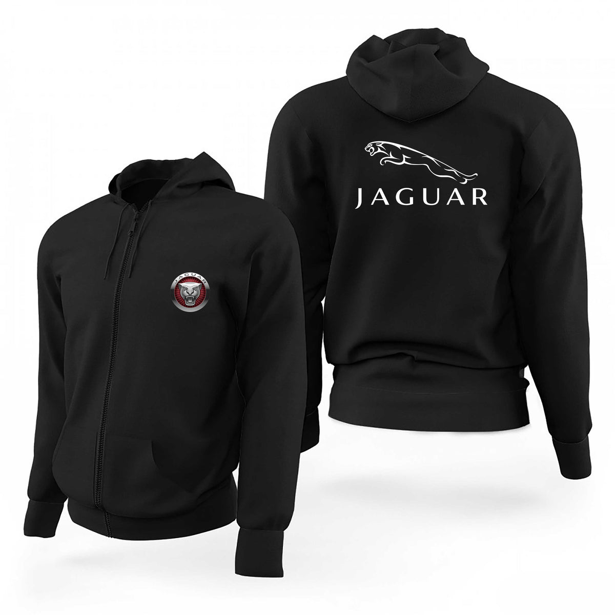 Jaguar Color Text Logo Siyah Fermuarlı Limited Edition Kapşonlu Sweatshirt