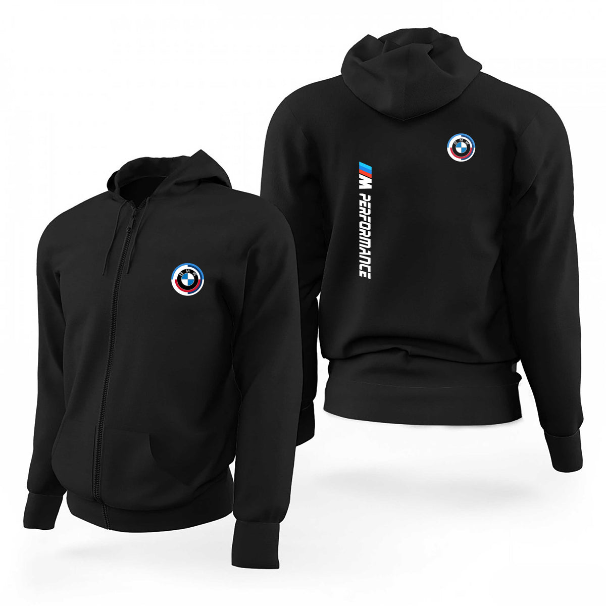 Bmw M Performance White Text Siyah Fermuarlı Limited Edition Kapşonlu Sweatshirt