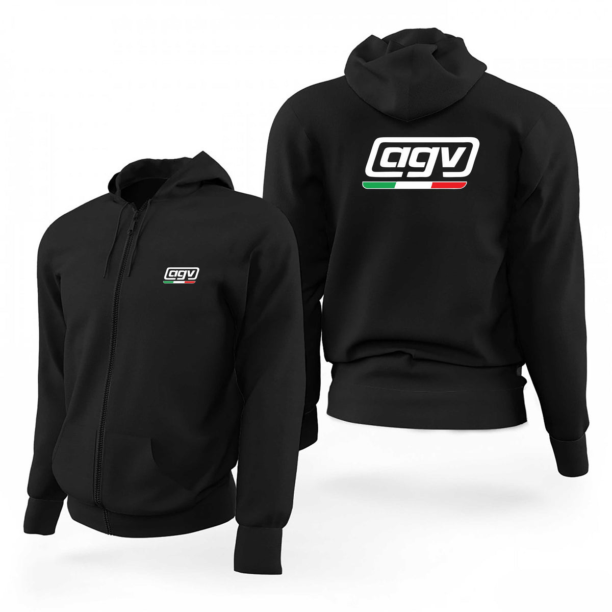 Agv İtalya Logo Siyah Fermuarlı Limited Edition Kapşonlu Sweatshirt